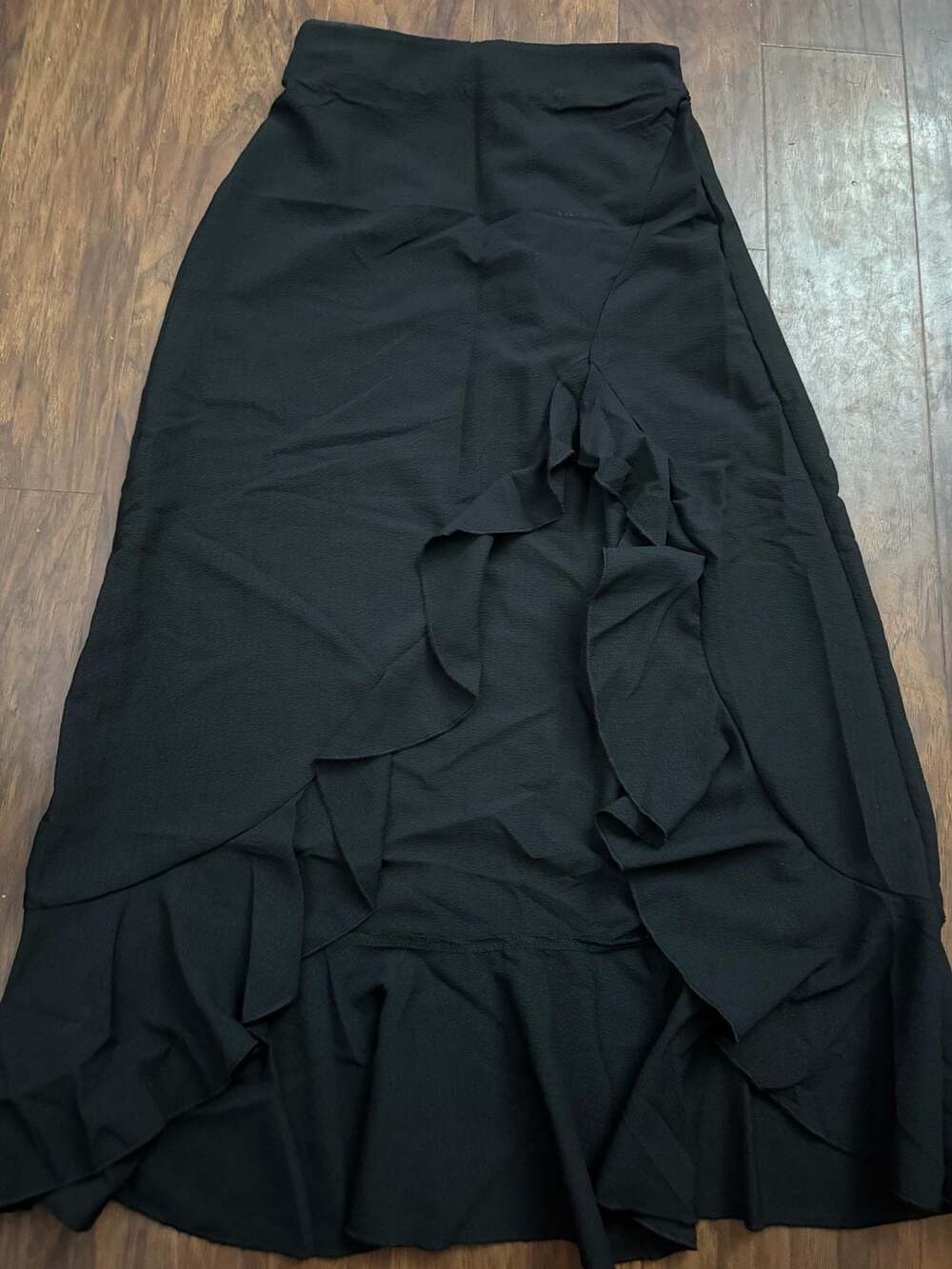 SHEIN Ruffle Asymmetrical Hem Skirt Size S Black